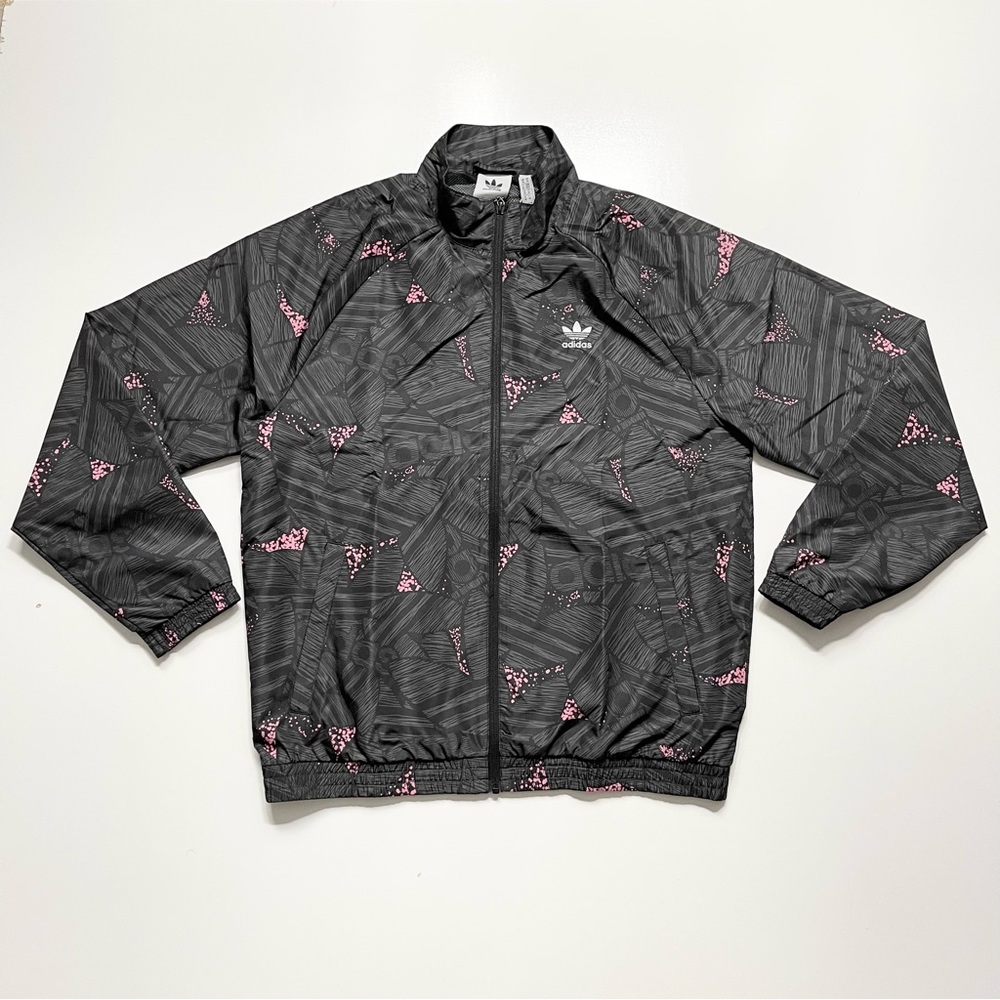 Adidas Trefoil Zip Up Windbreak Black Pink Men’s Size Medium (HK7359)